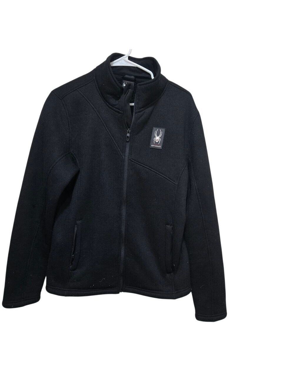 Spyder Full Zip Jacket Small Black Fleece Lined Sweater Knit